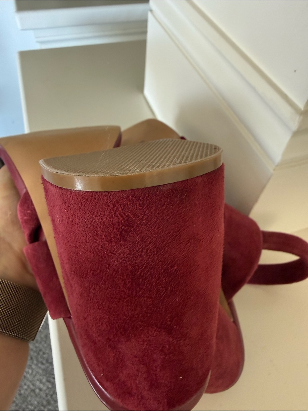 Steve Madden Women's Burgundy Block Heel Sandals - Picture 6 of 6